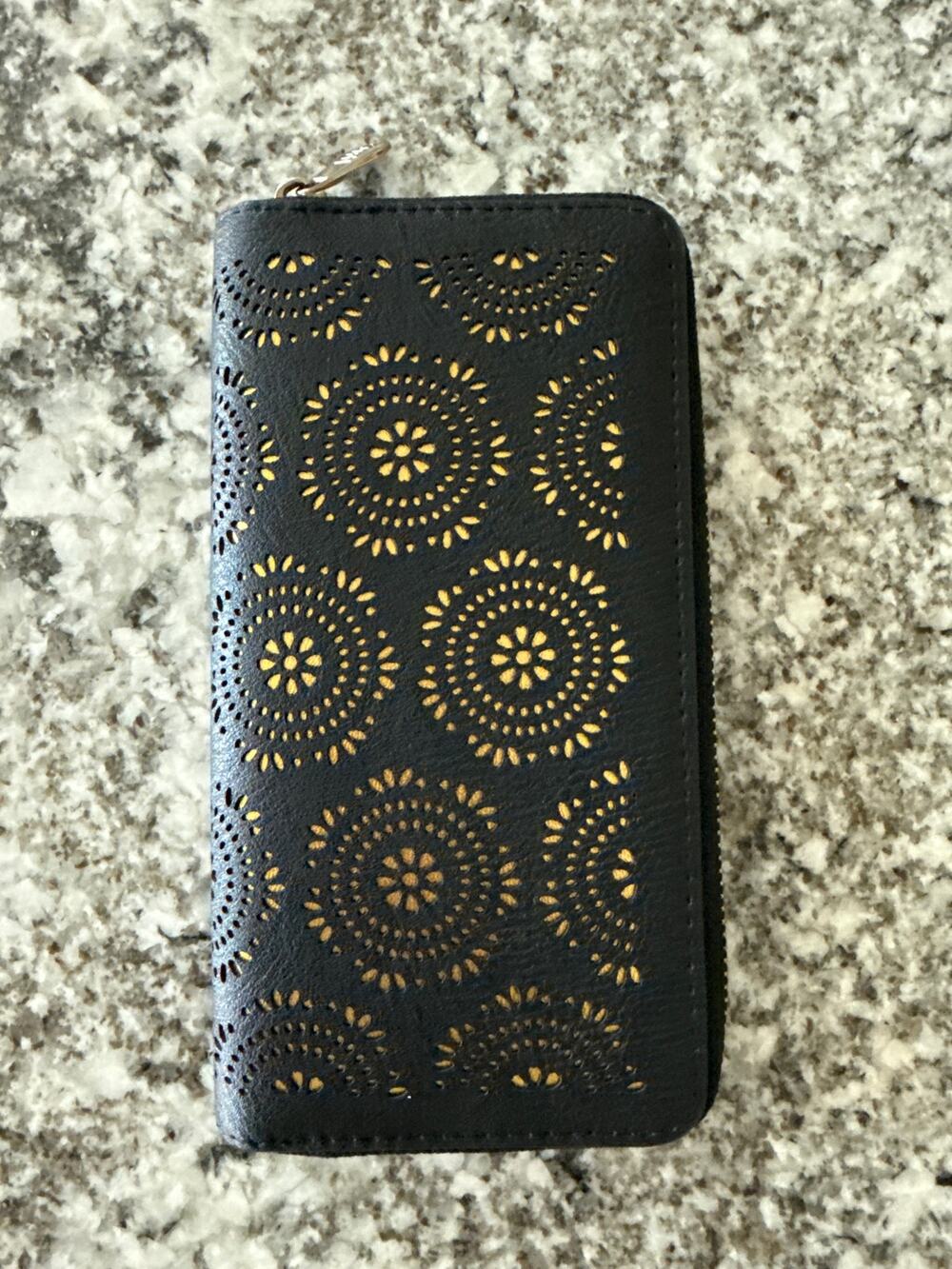 Zip around wallet vegan leather